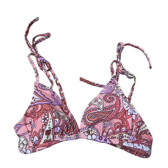 Wild Fable Women's Peach Paisley Print Bralette Bikini Top - Size XXS - NWT - Picture 1 of 10